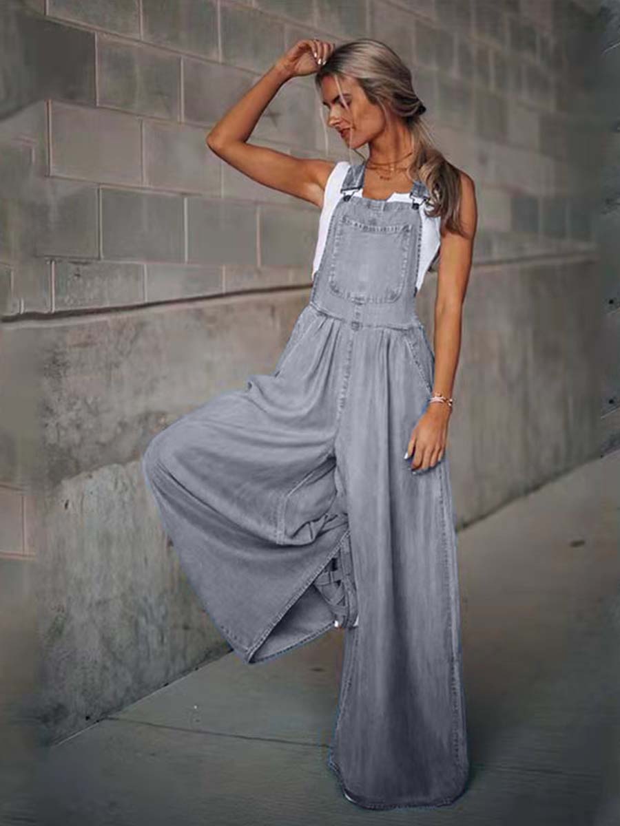 Denim Loose Pocket Jumpsuit