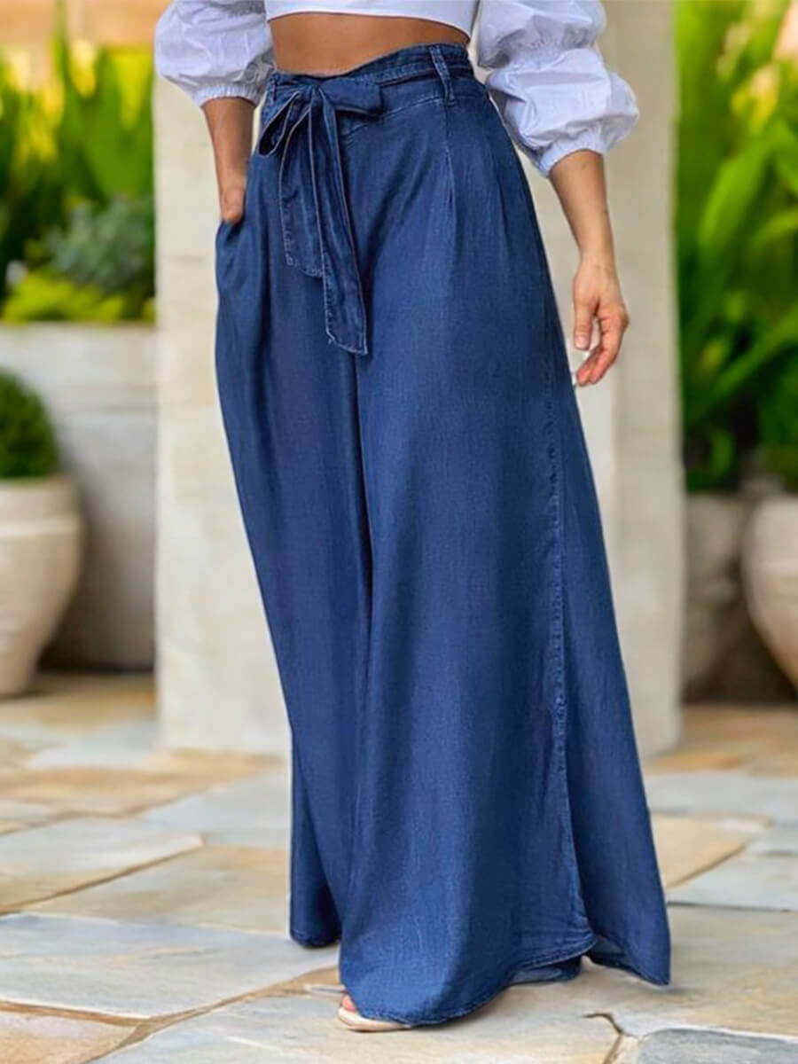 LuxeDrape Tie Denim Pants