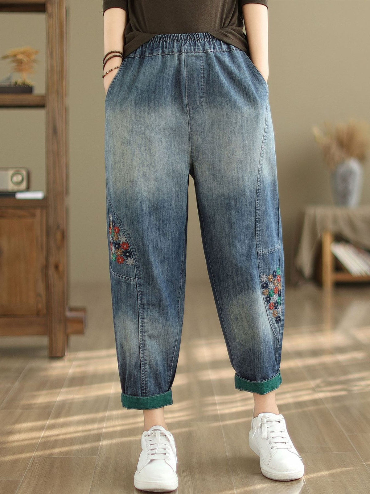 Harem Pants Embroidered Loose Jeans