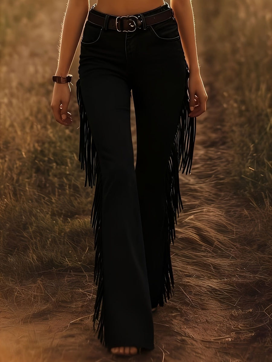 Daily White Strappy Western Pocket Denim Jeans