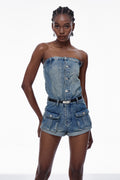 Caren Strapless Denim Jumpsuit