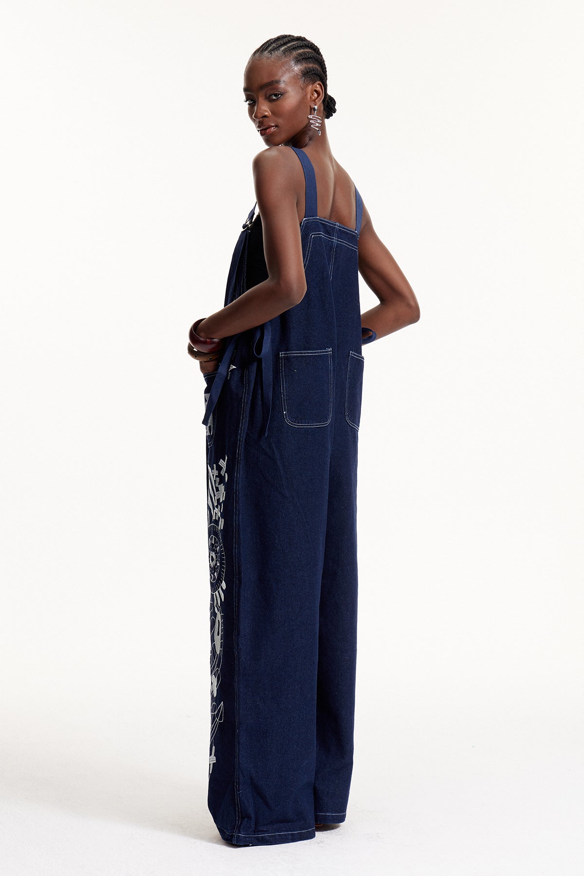 Elric Embroidered Denim Overalls